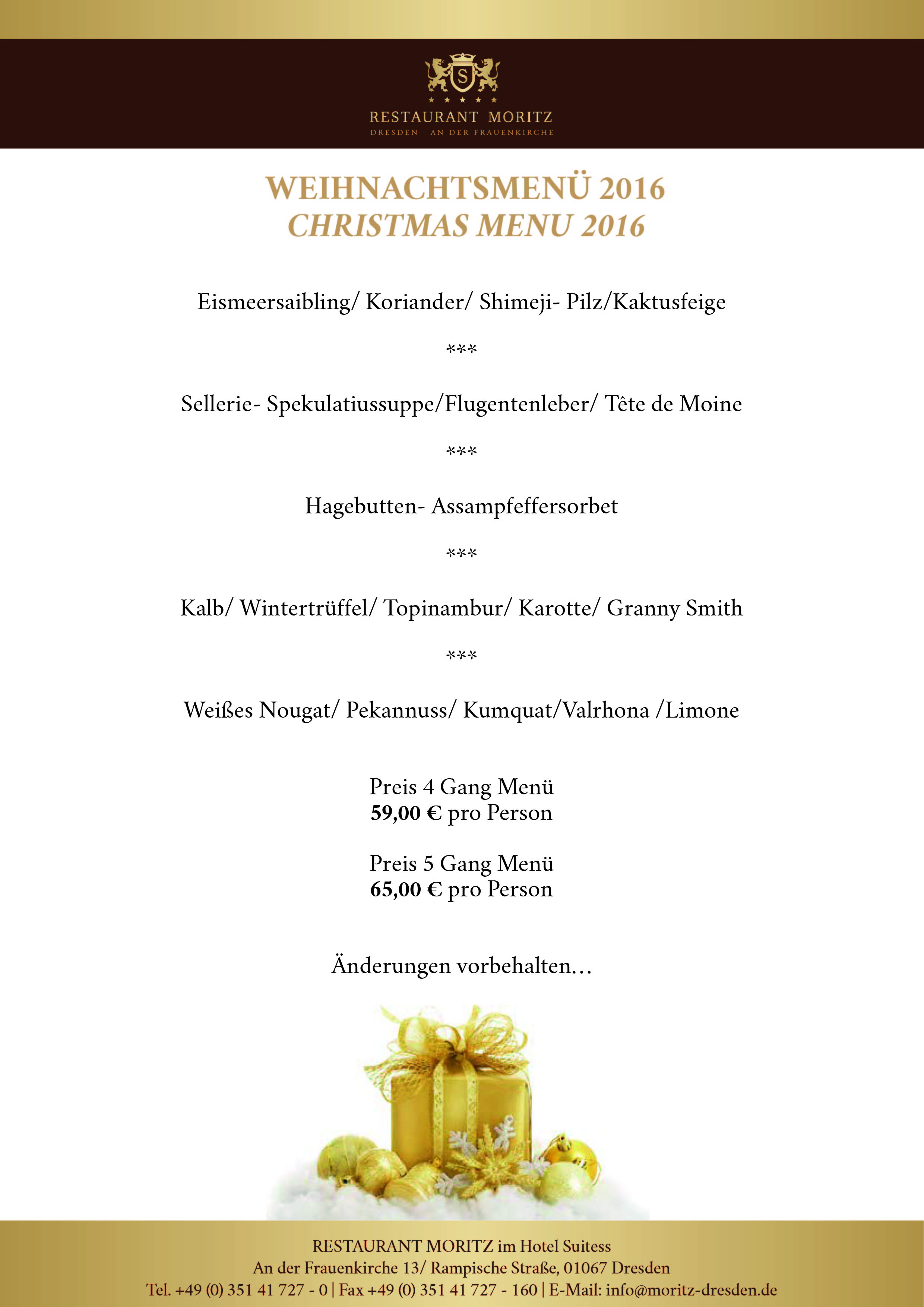 Weihnachten im Restaurant Moritz
